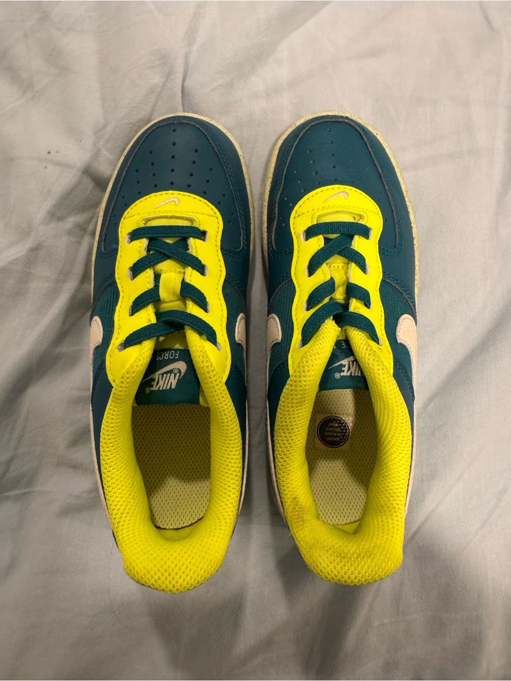 Nike Kids Teal and Neon Yellow Lace-Up Sneakers